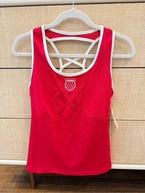 NWT K-Swiss Virtual Pink Criss Cross Tank with White Trim Medium
